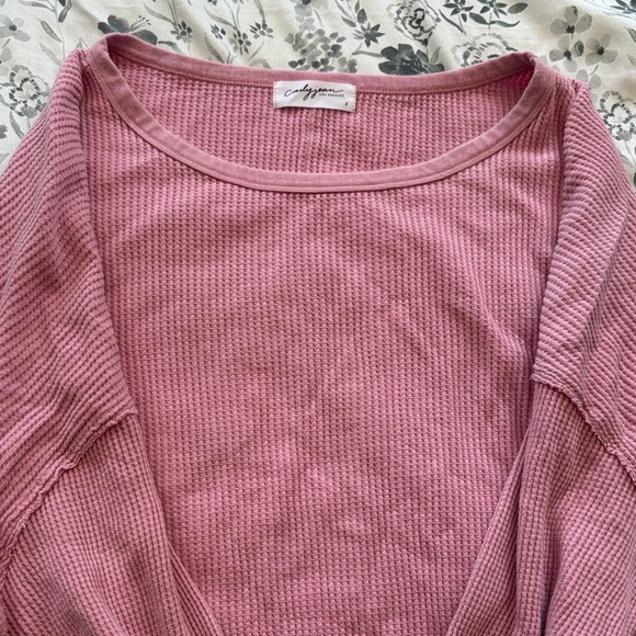 carlyjean Jackets & Blazers - Carlyjean LA Anthropologie Dusty Rose Waffle Knit Top